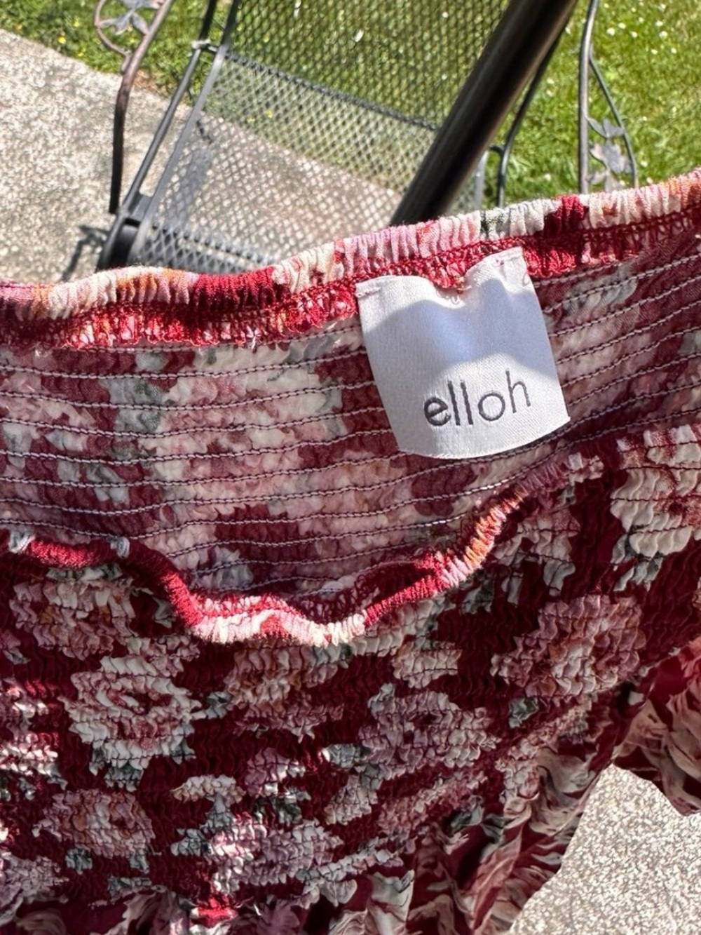 Pinkblush Elloh Burgundy Floral Long Sleeve Maternity Maxi Dress L - Picture 4 of 5